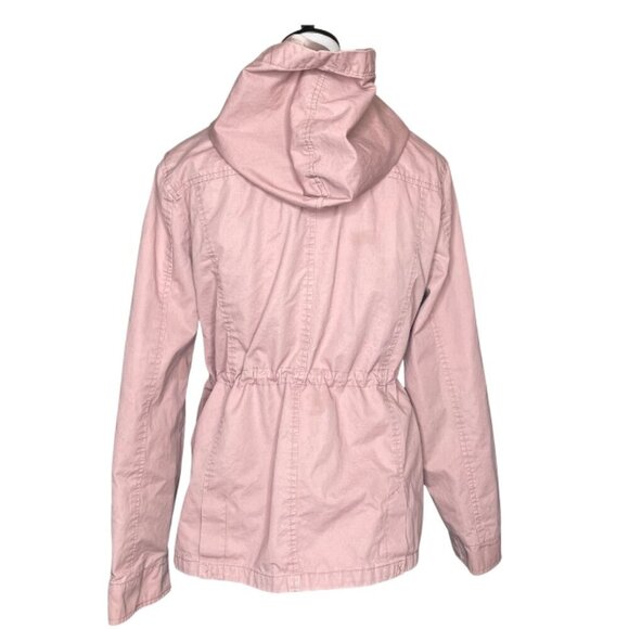 Outer Edge Women's Pink Utility Canvas Windbreaker Jacket w/Drawsting Hoodie XL - Picture 2 of 8